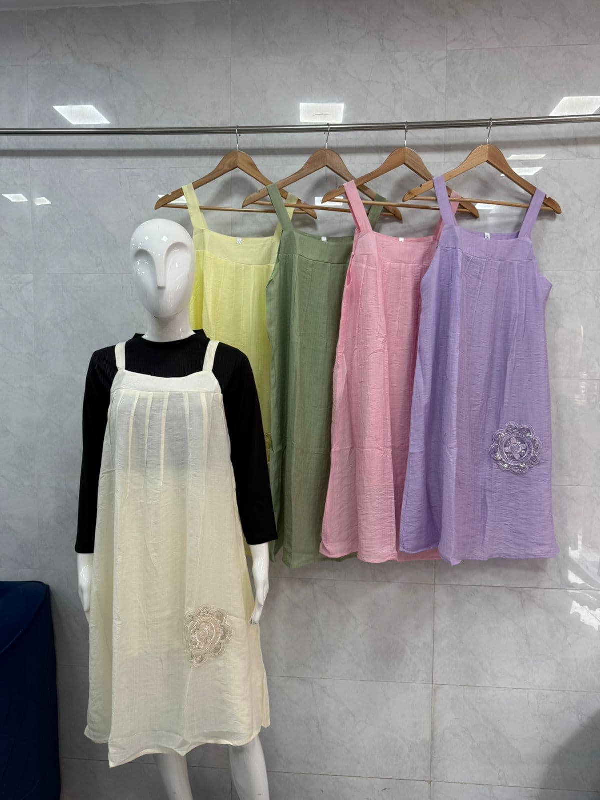 Pinafore Dress with Embroidery