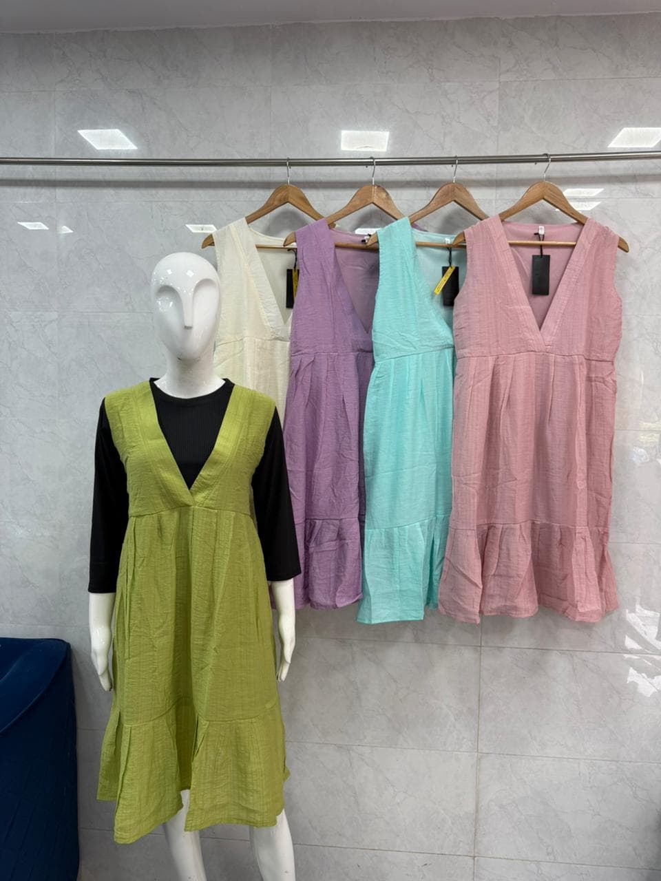 V-Neck Tiered Midi Dress