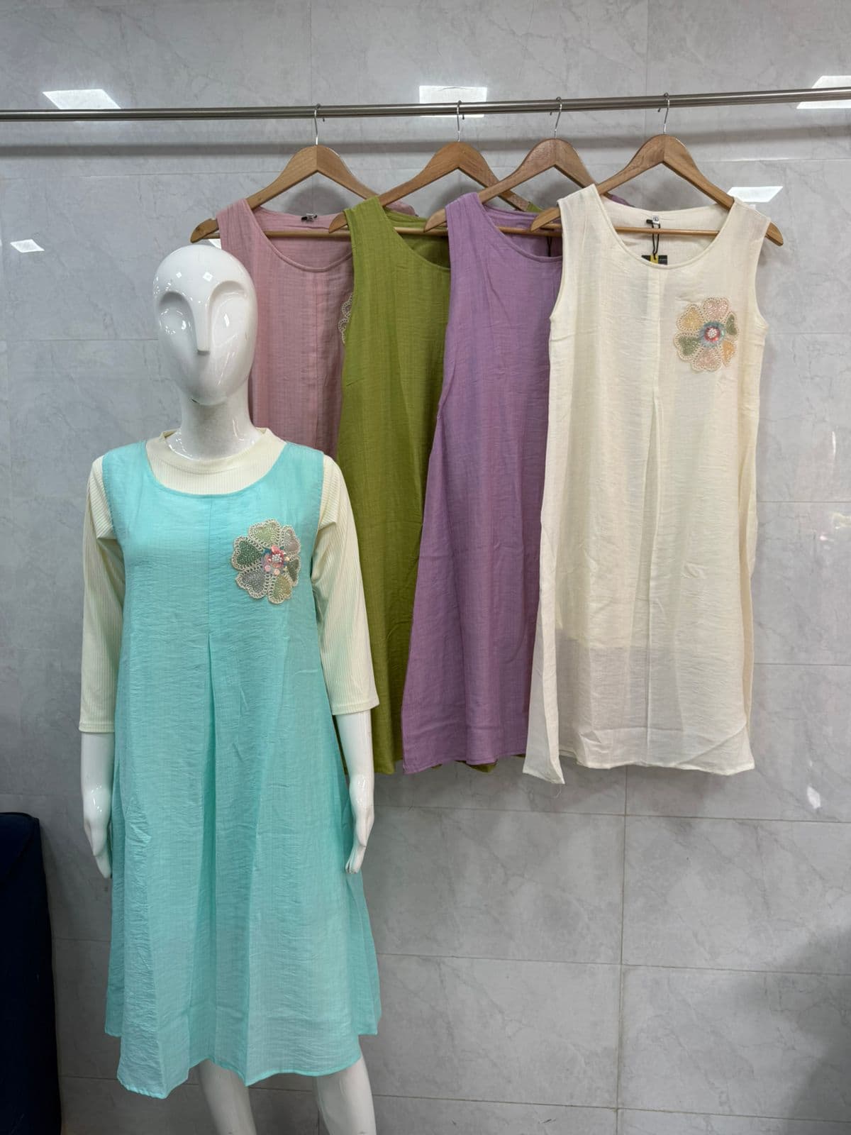 Embroidered Pinafore Dress